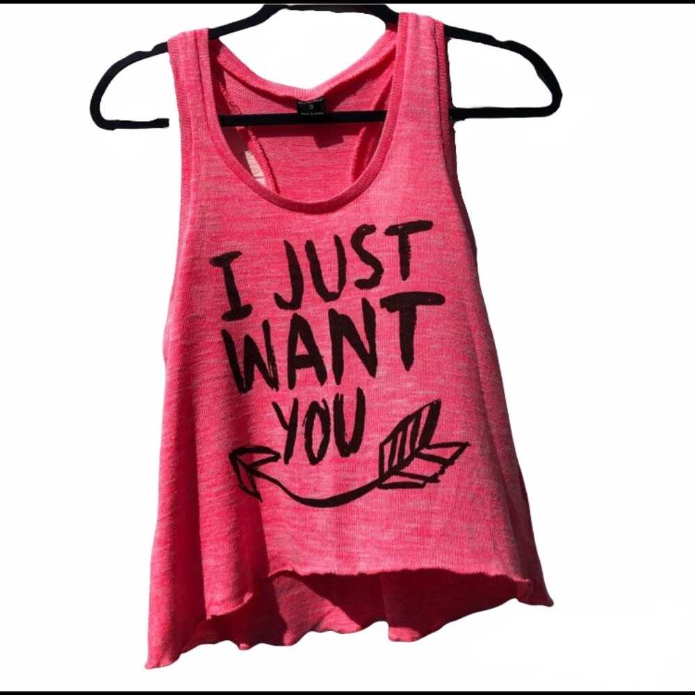 🌵3/$10 Hot Pink I Just Want You razor t high low tank